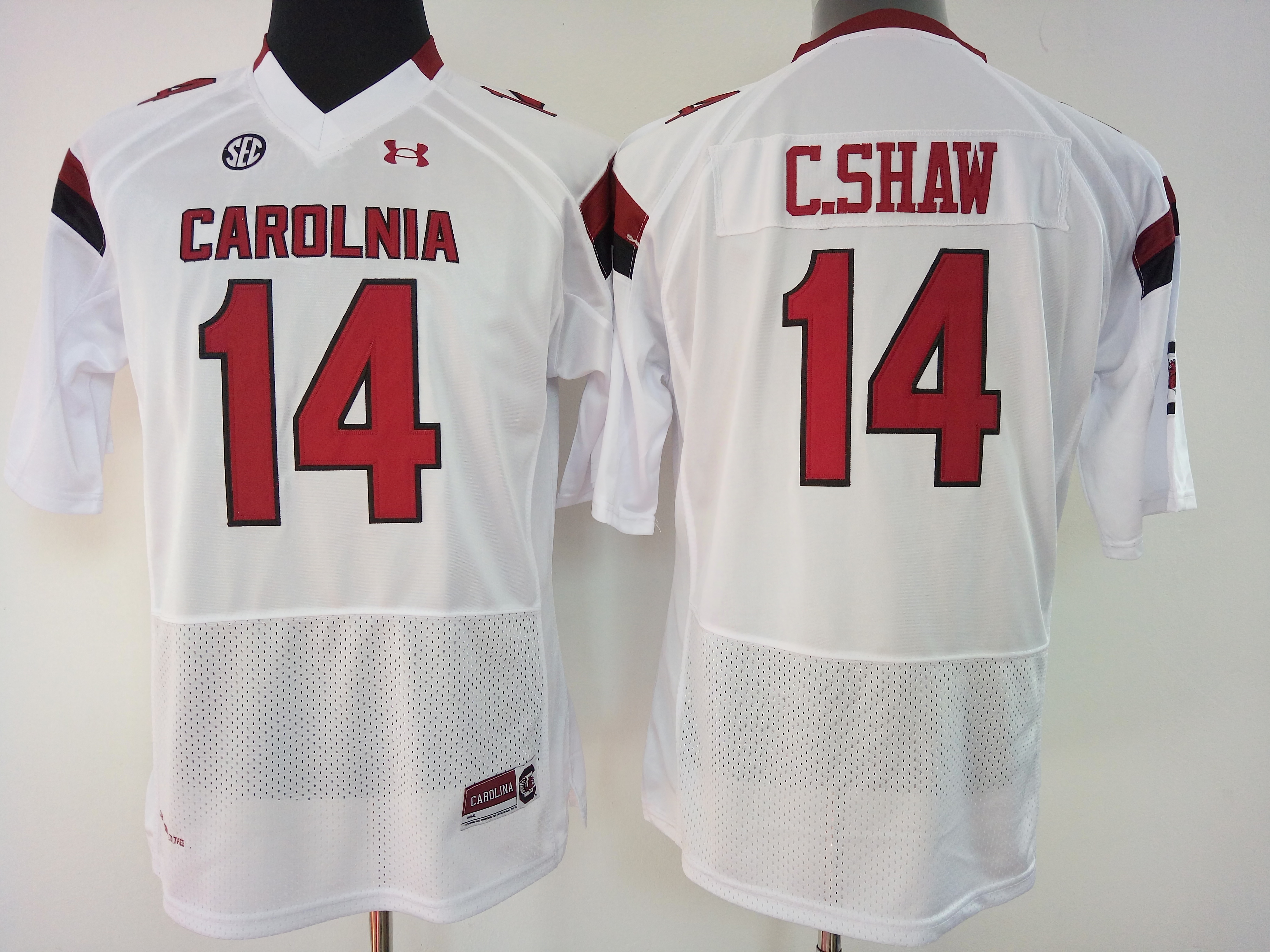 NCAA Womens South Carolina Gamecock White #14 c shaw jerseys